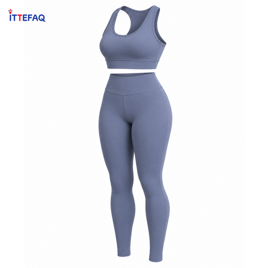 Women's 2-Piece High-Waisted Yoga Leggings & Racerback Sports Bra Set