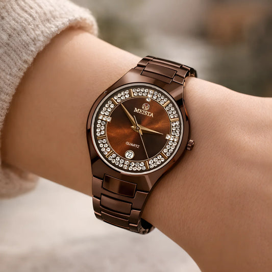 Crystal Bezel Stainless Steel Watch