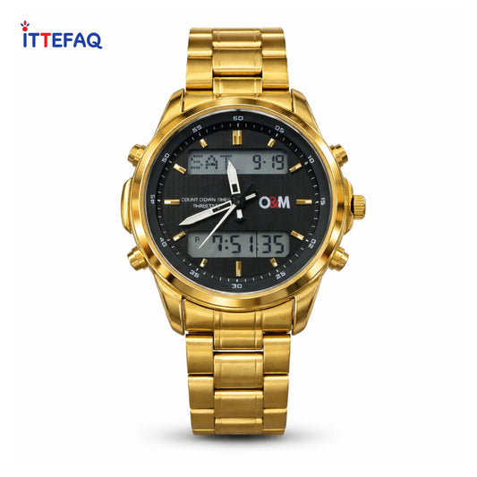 O&M Single Tone Stainless Steel Digital Watch with Countdown Timer