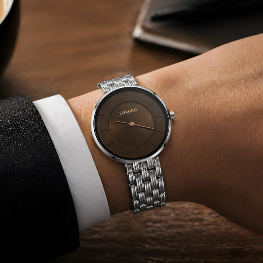 LONGBO Stainless Steel Watch with Brown Dial