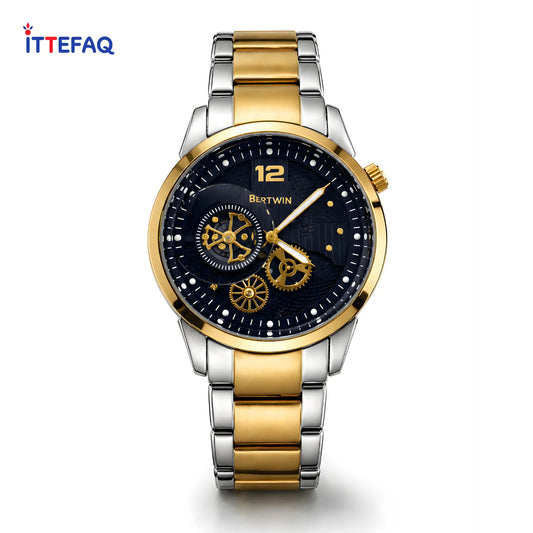 BESTWIN Two-Tone Stainless Steel Skeleton Watch