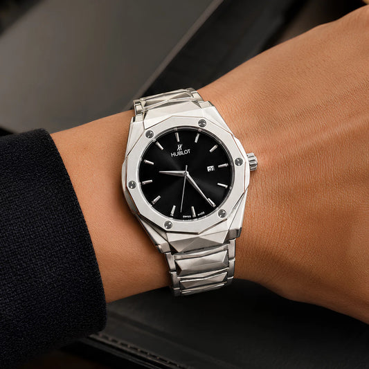 HUBLOT Classic Black Dial Semi-Automatic Stainless Steel Watch