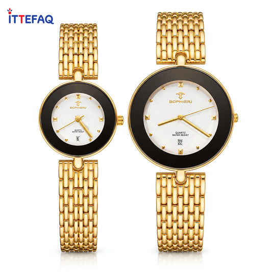 BOPHIERI White Dial With Gold Chain Couple Stainless Steel Watch