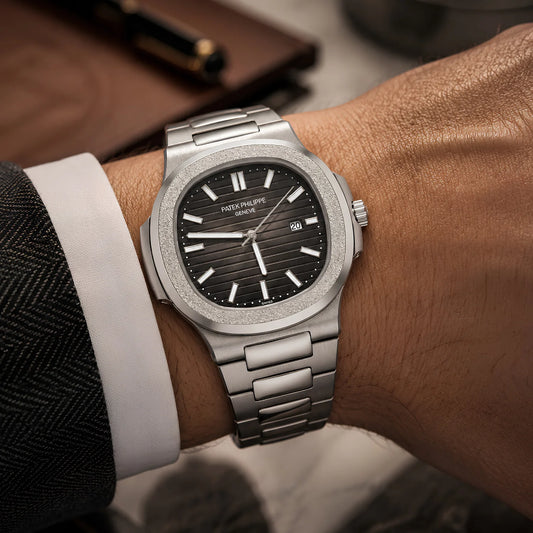 PATEK PHILIPPE Nautilus Stainless Steel Watch with Dual-Tone Dial