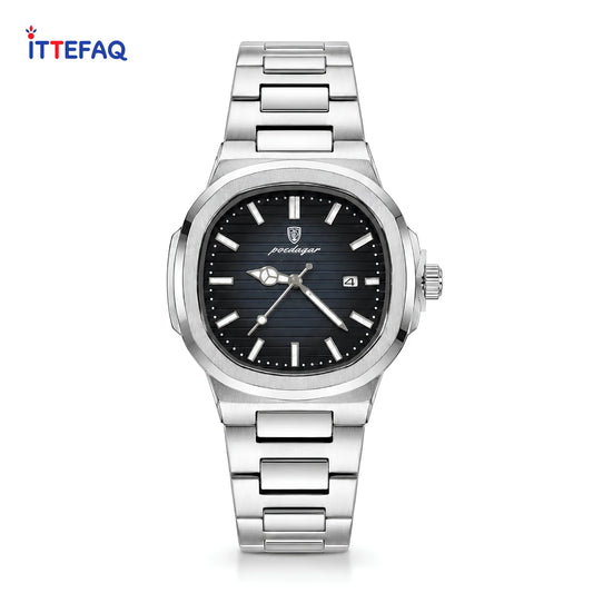 POEDAGAR PP Style Gradient Dial Silver Stainless Steel Watch