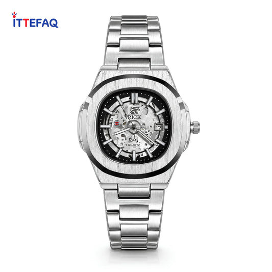 RICK Skeleton Dial Silver Stainless Steel Watch