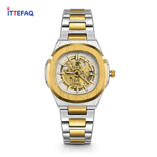 RICK Skeleton Dial Dual-Tone Stainless Steel Watch