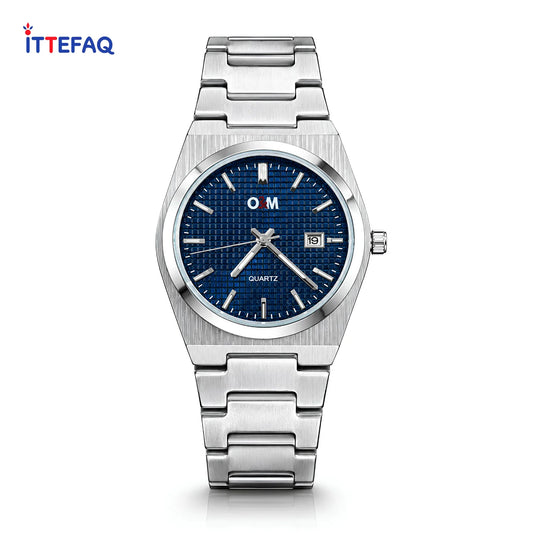 O&M PRX-Style Textured Dial Silver Stainless Steel Watch