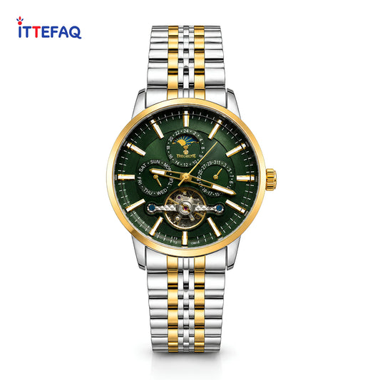 TIMEZONE Multi-Function Dial Two-Tone Stainless Steel Automatic Watch