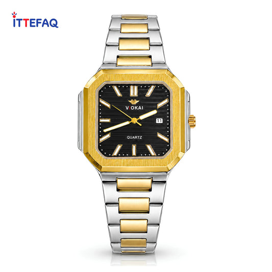 VIOKAI Square Dial Silver & Dual Tone Stainless Steel Watch