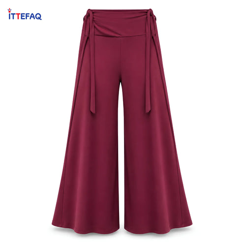 Women’s High-Waisted Wide-Leg Trousers with Tie Waist