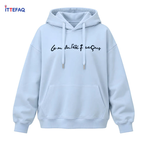Women’s Relaxed Fit Pullover Hoodie with Script Detail & Kangaroo Pocket