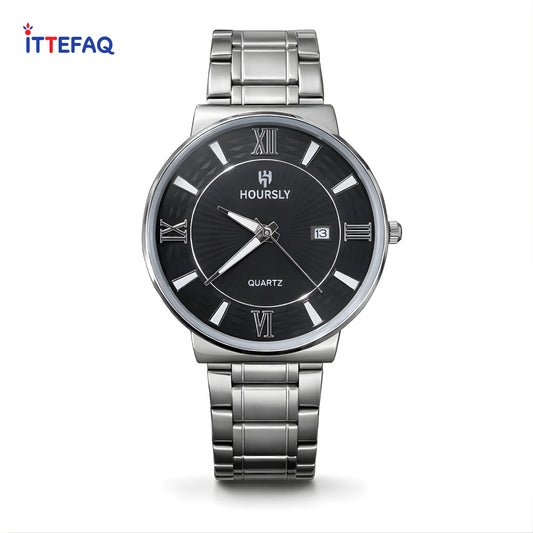 HOURSLY Roman Numerals Stainless Steel Watch