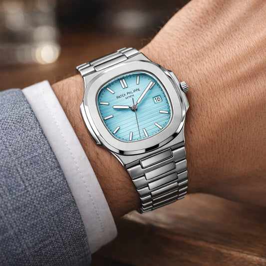 PATEK PHILIPPE Nautilus Stainless Steel Watch with Tiffany Blue Dial