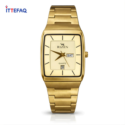 RIZEN Square Dial Stainless Steel Watch
