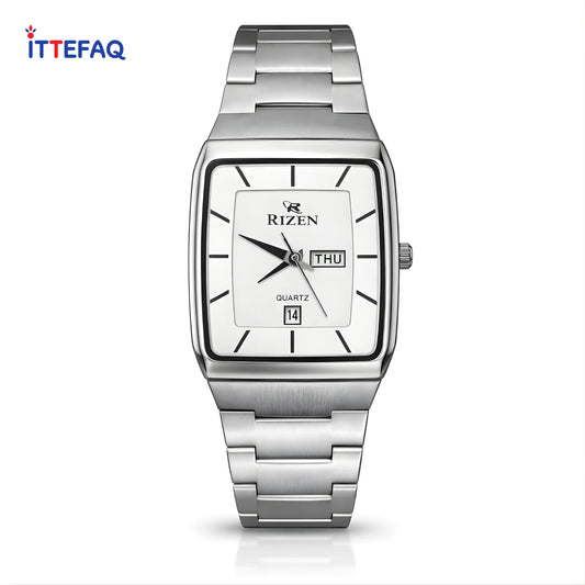 RIZEN Square Dial Stainless Steel Watch