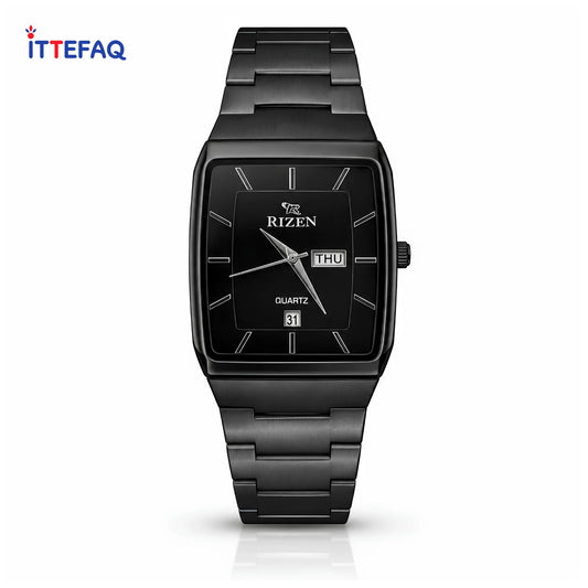 RIZEN Square Dial Stainless Steel Watch