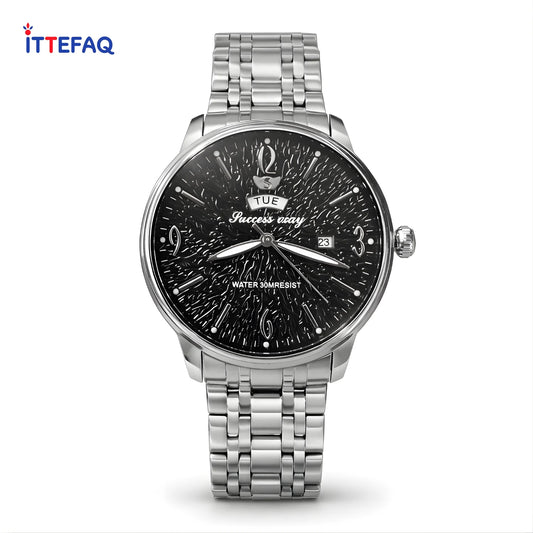 SUCCESS WAY Stainless Steel Day-Date Watch