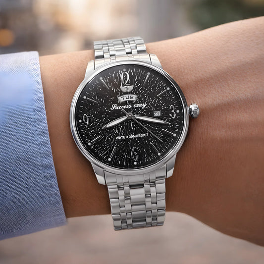 SUCCESS WAY Stainless Steel Day-Date Watch