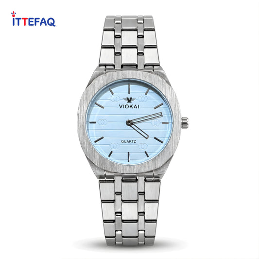 VIOKAI Silver Stainless Steel Quartz Watch
