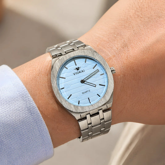 VIOKAI Silver Stainless Steel Quartz Watch