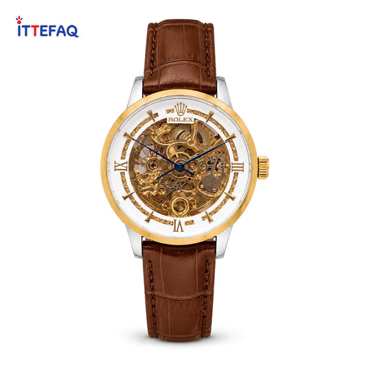ROLEX Skeleton Dial Fully Automatic Watch With Leather Strap