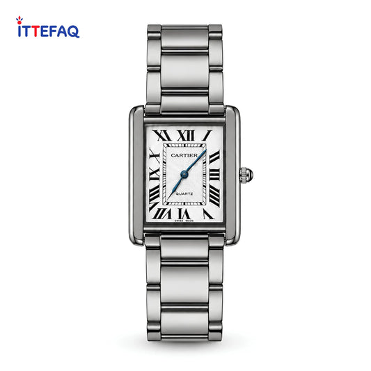 Cartier Tank Old Money White Dial Silver Chain Stainless Steel Watch