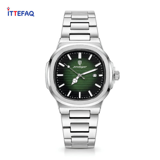 POEDAGAR PP Style Gradient Dial Silver Stainless Steel Watch