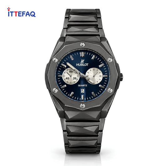 HUBLOT Blue Dial Black Stainless Steel Chronograph Watch