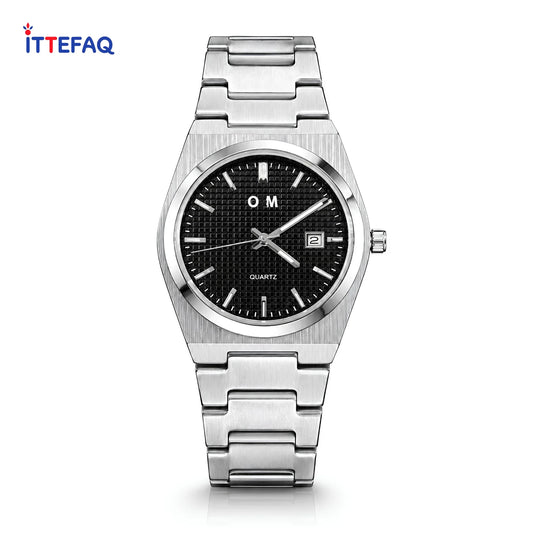 O&M PRX-Style Textured Dial Silver Stainless Steel Watch