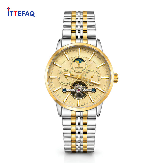 TIMEZONE Multi-Function Dial Silver & Two-Tone Stainless Steel Automatic Watch