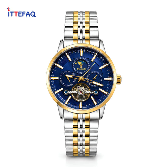 TIMEZONE Multi-Function Dial Silver & Two-Tone Stainless Steel Automatic Watch