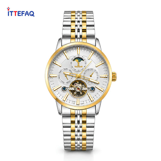 TIMEZONE Multi-Function Dial Silver & Two-Tone Stainless Steel Automatic Watch