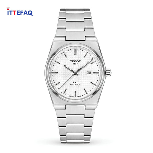 TISSOT PRX Textured Dial Silver Stainless Steel Watch
