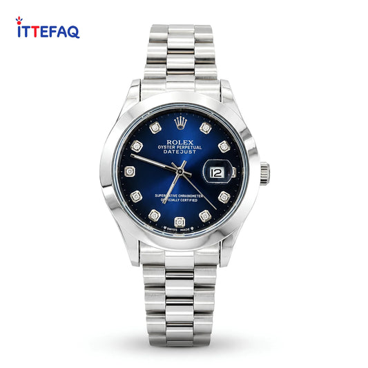 Rolex Oyster Date Just Diamond Marker Silver Stainless Steel Watch