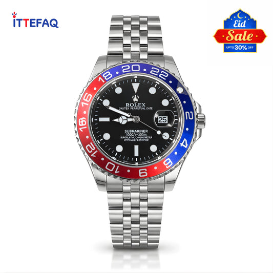 ROLEX Submariner GMT Pepsi Bezel Stainless Steel Watch